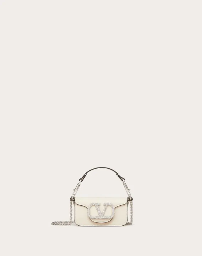 Valentino Shoulder Bags Woman Valentino Garavani Loc Micro Bag With Chain And Jewel Logo For Woman In Light Ivory Light Ivory Valentino Shoulder Bags Woman Valentino Garavani Loc Micro Bag With Chain And Jewel Logo For Woman In Light Ivory Light Ivory