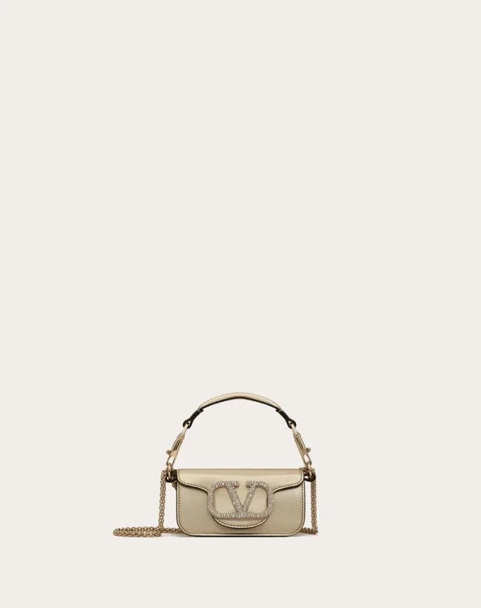 Valentino Shoulder Bags Woman Valentino Garavani Loc Micro Bag With Chain And Jewel Logo For Woman In Platinumcrystal Platinumcrystal Valentino Shoulder Bags Woman Valentino Garavani Loc Micro Bag With Chain And Jewel Logo For Woman In Platinumcrystal Platinumcrystal