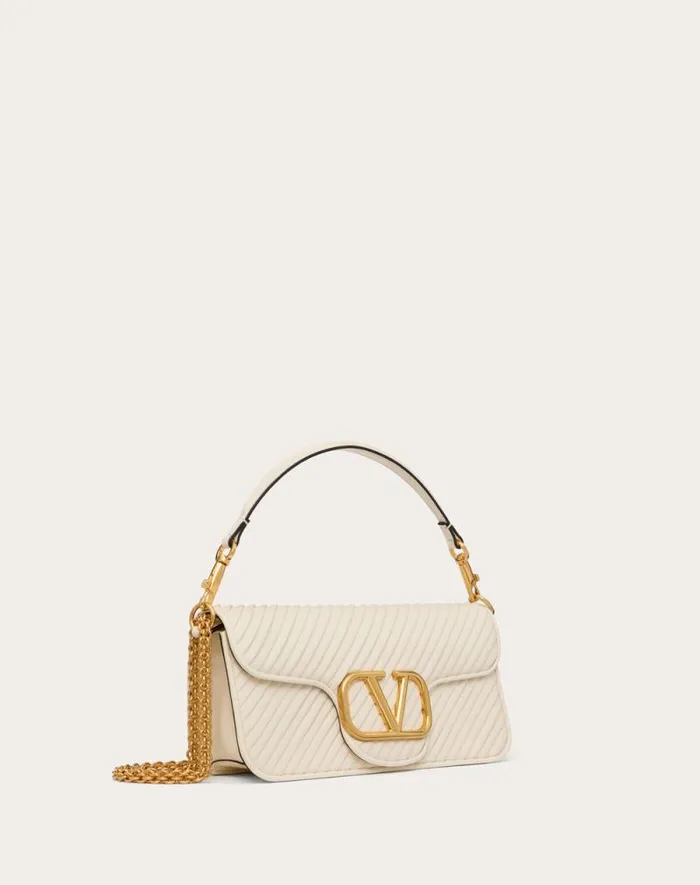 Valentino Shoulder Bags Woman Valentino Garavani Loc Shoulder Bag In Pleated Nappa For Woman In Ivory Ivory Valentino Shoulder Bags Woman Valentino Garavani Loc Shoulder Bag In Pleated Nappa For Woman In Ivory Ivory