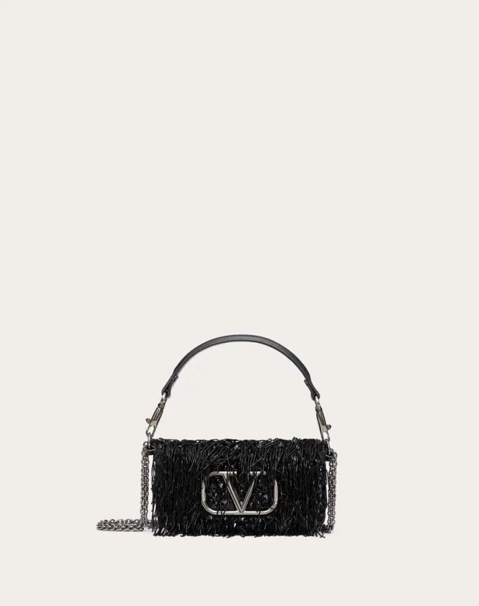 Valentino Shoulder Bags Woman Valentino Garavani Loc Small Embroidered Shoulder Bag For Woman In Black Black Valentino Shoulder Bags Woman Valentino Garavani Loc Small Embroidered Shoulder Bag For Woman In Black Black