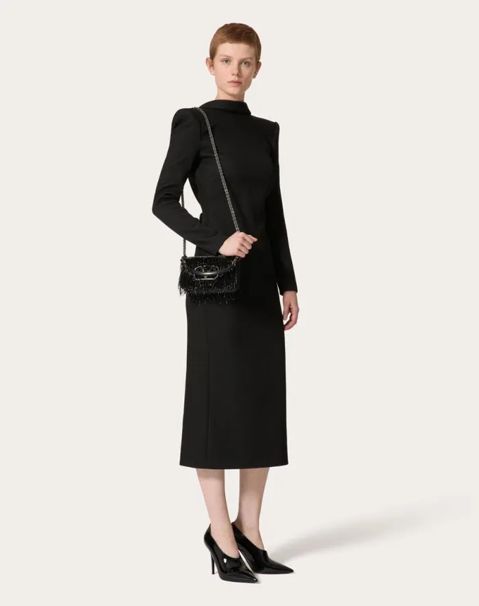 Valentino Shoulder Bags Woman Valentino Garavani Loc Small Embroidered Shoulder Bag For Woman In Black Black Valentino Shoulder Bags Woman Valentino Garavani Loc Small Embroidered Shoulder Bag For Woman In Black Black