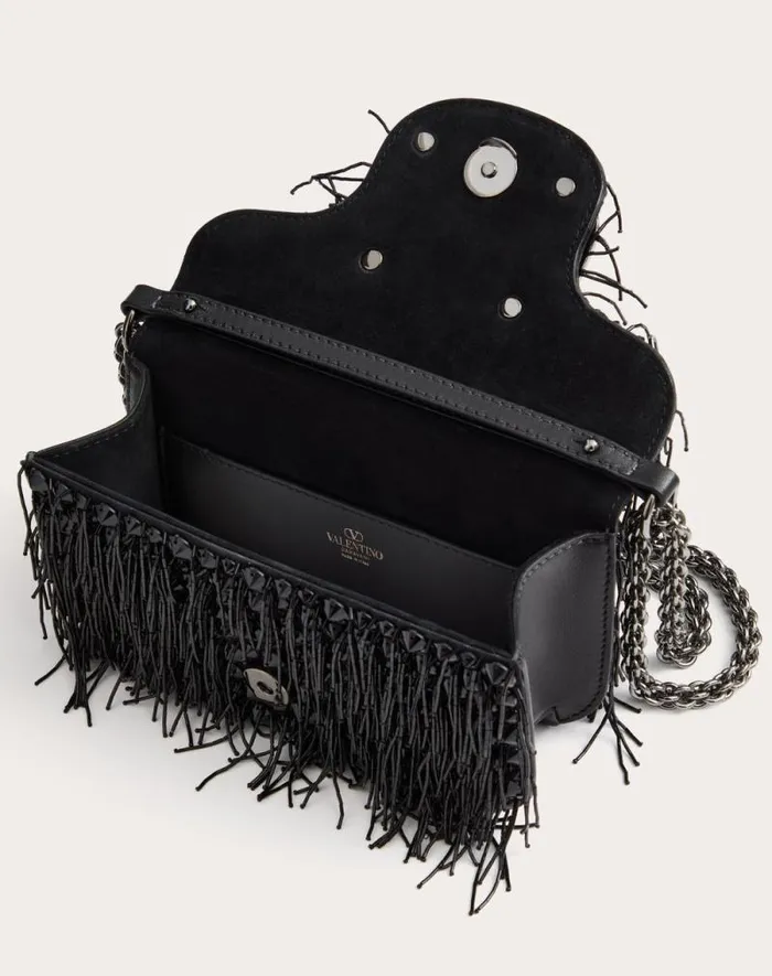 Valentino Shoulder Bags Woman Valentino Garavani Loc Small Embroidered Shoulder Bag For Woman In Black Black Valentino Shoulder Bags Woman Valentino Garavani Loc Small Embroidered Shoulder Bag For Woman In Black Black