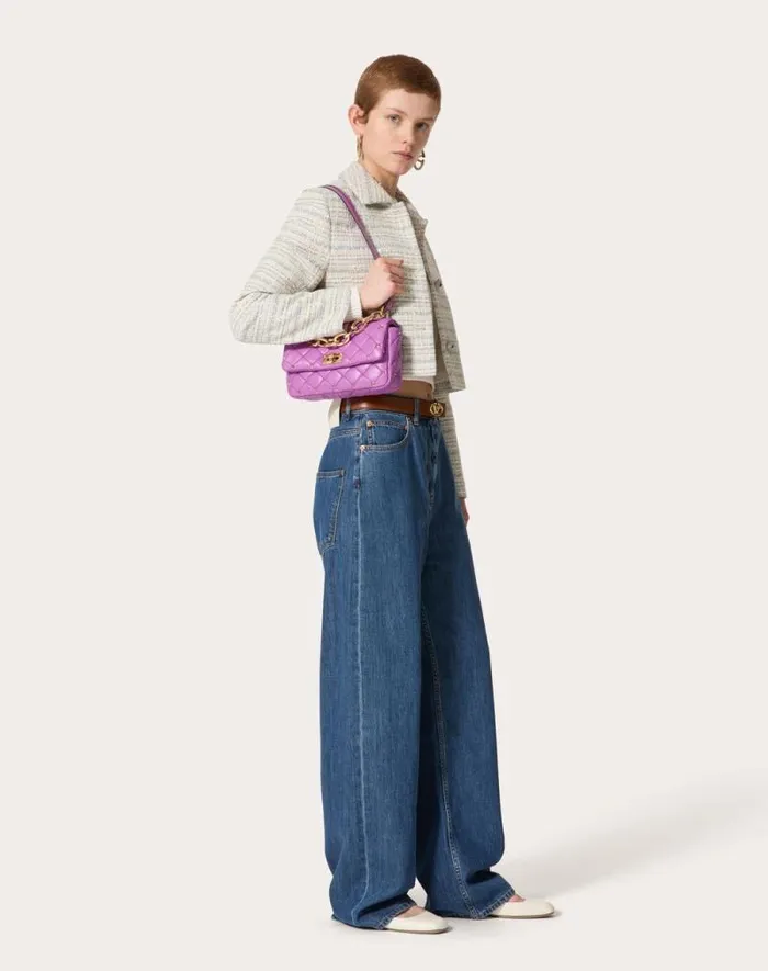 Valentino Shoulder Bags Woman Valentino Garavani Rockstud Spike In Nappa Patchwork For Woman In Riverside Blu Riverside Blu Valentino Shoulder Bags Woman Valentino Garavani Rockstud Spike In Nappa Patchwork For Woman In Riverside Blu Riverside Blu
