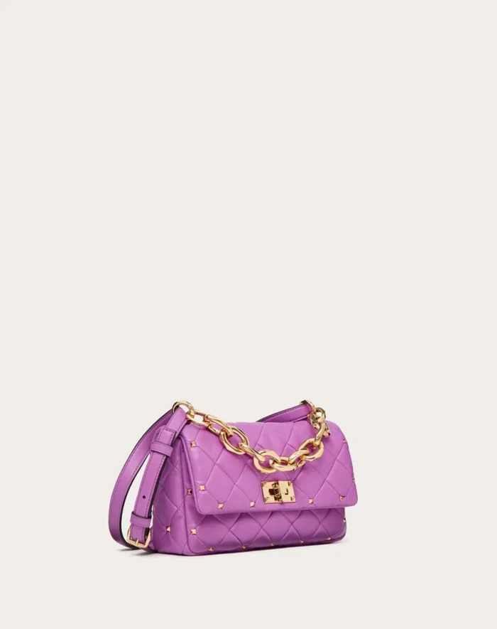 Valentino Shoulder Bags Woman Valentino Garavani Rockstud Spike In Nappa Patchwork For Woman In Riverside Blu Riverside Blu Valentino Shoulder Bags Woman Valentino Garavani Rockstud Spike In Nappa Patchwork For Woman In Riverside Blu Riverside Blu