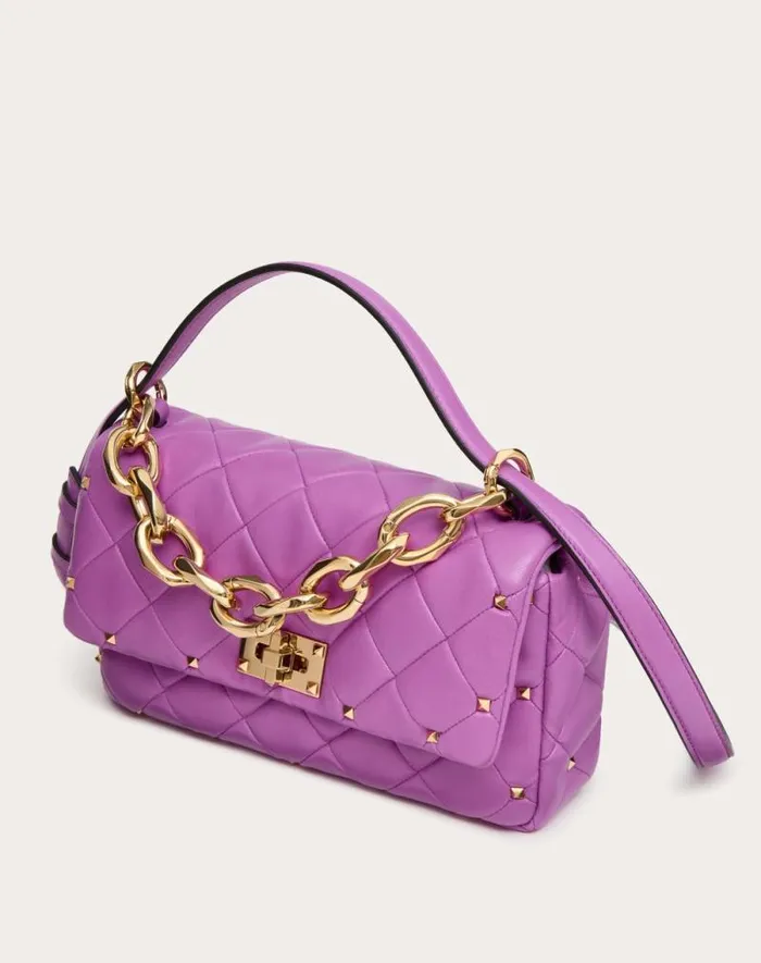 Valentino Shoulder Bags Woman Valentino Garavani Rockstud Spike In Nappa Patchwork For Woman In Riverside Blu Riverside Blu Valentino Shoulder Bags Woman Valentino Garavani Rockstud Spike In Nappa Patchwork For Woman In Riverside Blu Riverside Blu