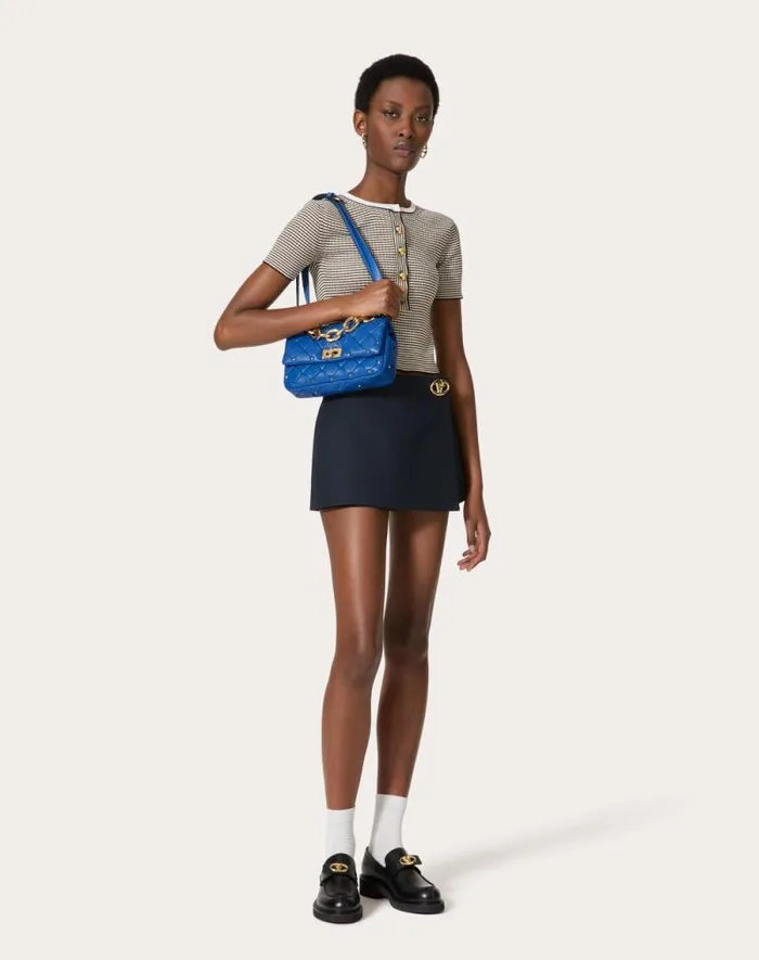 Valentino Shoulder Bags Woman Valentino Garavani Rockstud Spike In Nappa Patchwork For Woman In Riverside Blu Riverside Blu Valentino Shoulder Bags Woman Valentino Garavani Rockstud Spike In Nappa Patchwork For Woman In Riverside Blu Riverside Blu