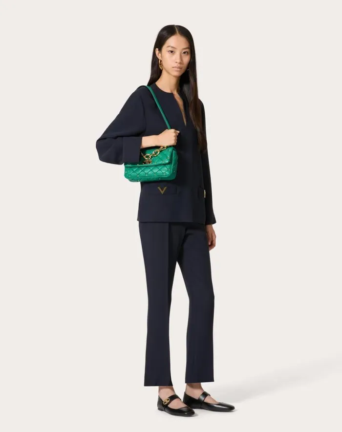 Valentino Shoulder Bags Woman Valentino Garavani Rockstud Spike In Nappa Patchwork For Woman In Riverside Blu Riverside Blu Valentino Shoulder Bags Woman Valentino Garavani Rockstud Spike In Nappa Patchwork For Woman In Riverside Blu Riverside Blu