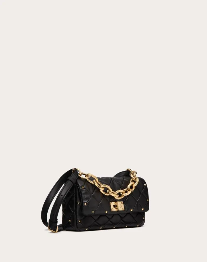 Valentino Shoulder Bags Woman Valentino Garavani Rockstud Spike In Nappa Patchwork For Woman In Riverside Blu Riverside Blu Valentino Shoulder Bags Woman Valentino Garavani Rockstud Spike In Nappa Patchwork For Woman In Riverside Blu Riverside Blu