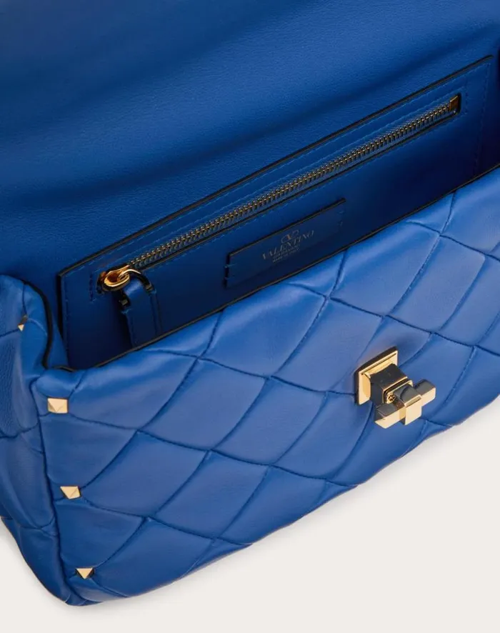 Valentino Shoulder Bags Woman Valentino Garavani Rockstud Spike In Nappa Patchwork For Woman In Riverside Blu Riverside Blu Valentino Shoulder Bags Woman Valentino Garavani Rockstud Spike In Nappa Patchwork For Woman In Riverside Blu Riverside Blu