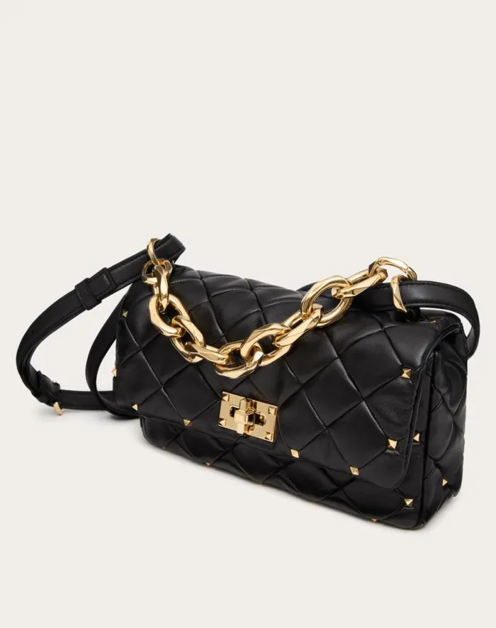 Valentino Shoulder Bags Woman Valentino Garavani Rockstud Spike In Nappa Patchwork For Woman In Riverside Blu Riverside Blu Valentino Shoulder Bags Woman Valentino Garavani Rockstud Spike In Nappa Patchwork For Woman In Riverside Blu Riverside Blu