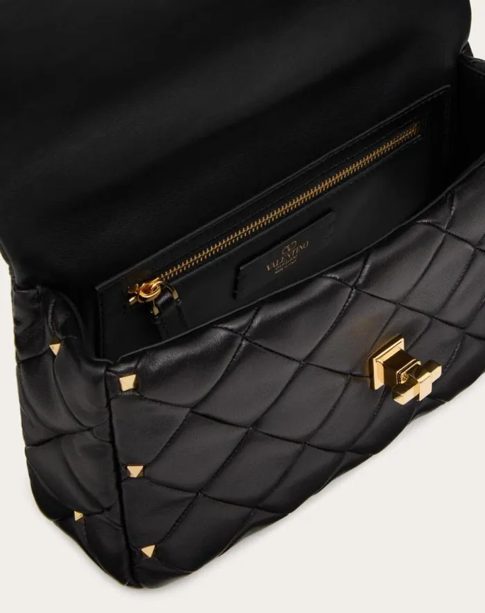 Valentino Shoulder Bags Woman Valentino Garavani Rockstud Spike In Nappa Patchwork For Woman In Riverside Blu Riverside Blu Valentino Shoulder Bags Woman Valentino Garavani Rockstud Spike In Nappa Patchwork For Woman In Riverside Blu Riverside Blu