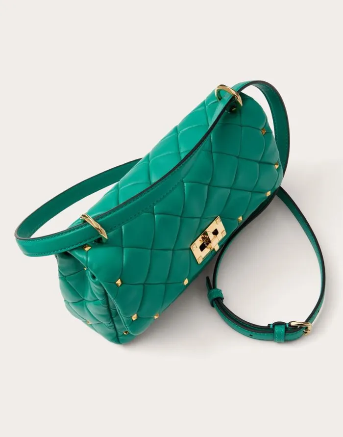 Valentino Shoulder Bags Woman Valentino Garavani Rockstud Spike In Nappa Patchwork For Woman In Riverside Blu Riverside Blu Valentino Shoulder Bags Woman Valentino Garavani Rockstud Spike In Nappa Patchwork For Woman In Riverside Blu Riverside Blu