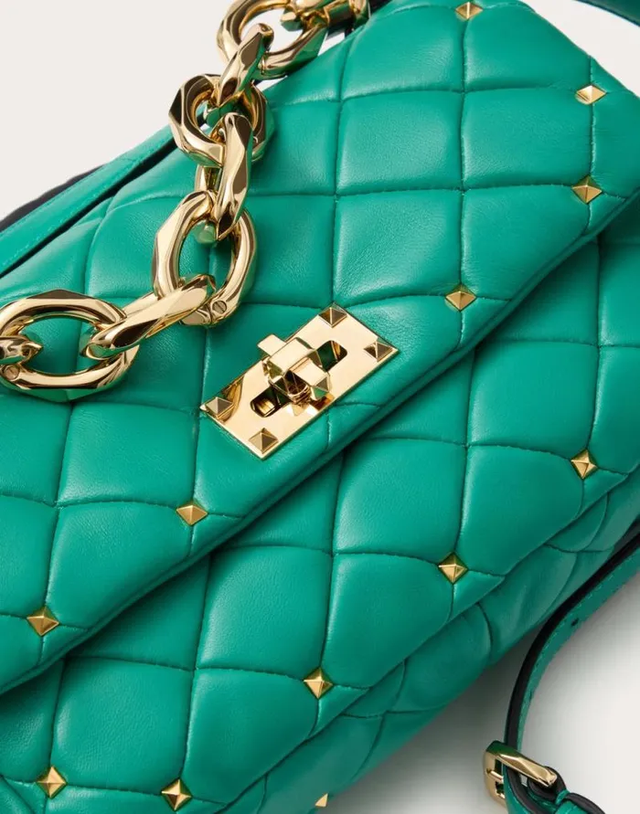 Valentino Shoulder Bags Woman Valentino Garavani Rockstud Spike In Nappa Patchwork For Woman In Riverside Blu Riverside Blu Valentino Shoulder Bags Woman Valentino Garavani Rockstud Spike In Nappa Patchwork For Woman In Riverside Blu Riverside Blu