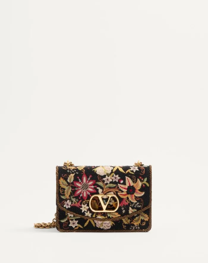 Valentino Shoulder Bags Woman Valentino Garavani Vain Embroidered Shoulder Bag For Woman In Multicolorblack Multicolorblack Valentino Shoulder Bags Woman Valentino Garavani Vain Embroidered Shoulder Bag For Woman In Multicolorblack Multicolorblack