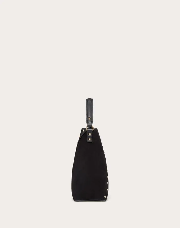 Valentino Shoulder Bags Woman Valentino Garavani Valentino Garavani Rockstud Wispy Bucket Bag In Calfskin And Suede For Woman In Black Black Valentino Shoulder Bags Woman Valentino Garavani Valentino Garavani Rockstud Wispy Bucket Bag In Calfskin And Suede For Woman In Black Black