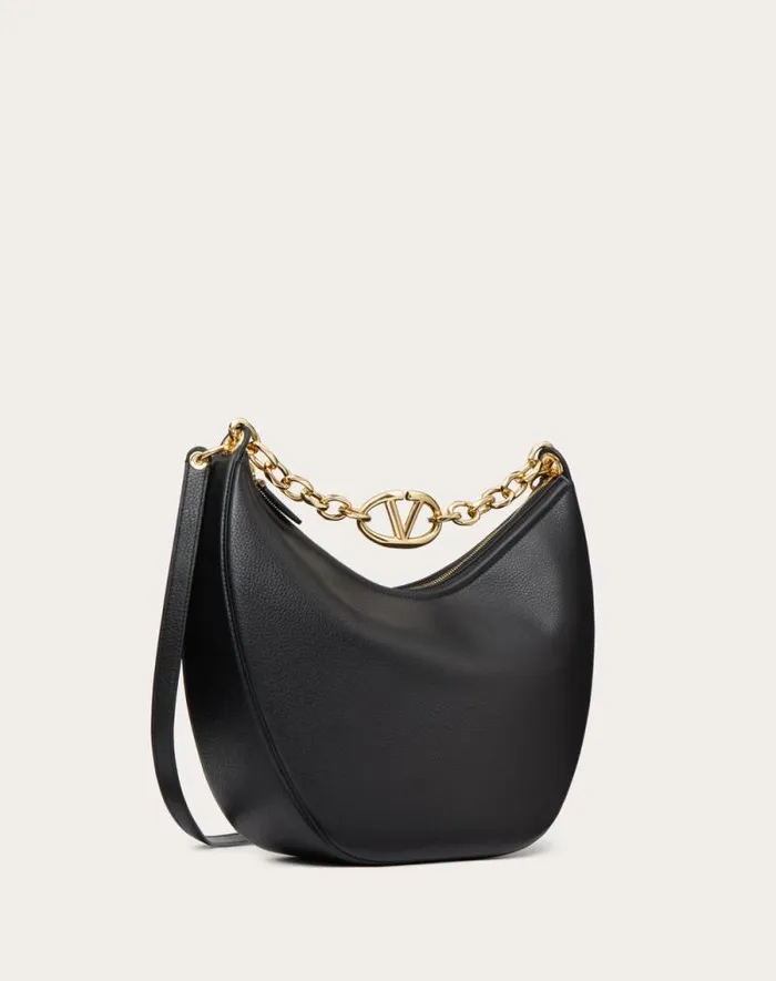 Valentino Shoulder Bags Woman Vlogo Moon Medium Grainy Calfskin Hobo Bag With Chain For Woman In Clay Clay Valentino Shoulder Bags Woman Vlogo Moon Medium Grainy Calfskin Hobo Bag With Chain For Woman In Clay Clay