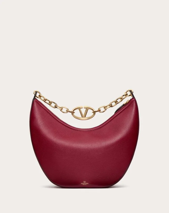 Valentino Shoulder Bags Woman Vlogo Moon Medium Grainy Calfskin Hobo Bag With Chain For Woman In Clay Clay Valentino Shoulder Bags Woman Vlogo Moon Medium Grainy Calfskin Hobo Bag With Chain For Woman In Clay Clay