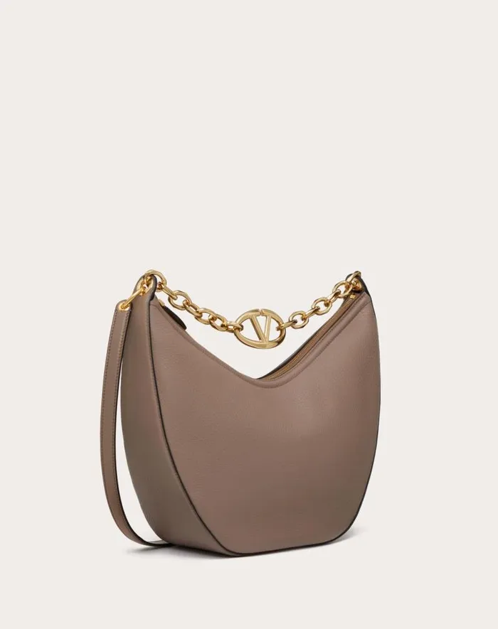 Valentino Shoulder Bags Woman Vlogo Moon Medium Grainy Calfskin Hobo Bag With Chain For Woman In Clay Clay Valentino Shoulder Bags Woman Vlogo Moon Medium Grainy Calfskin Hobo Bag With Chain For Woman In Clay Clay