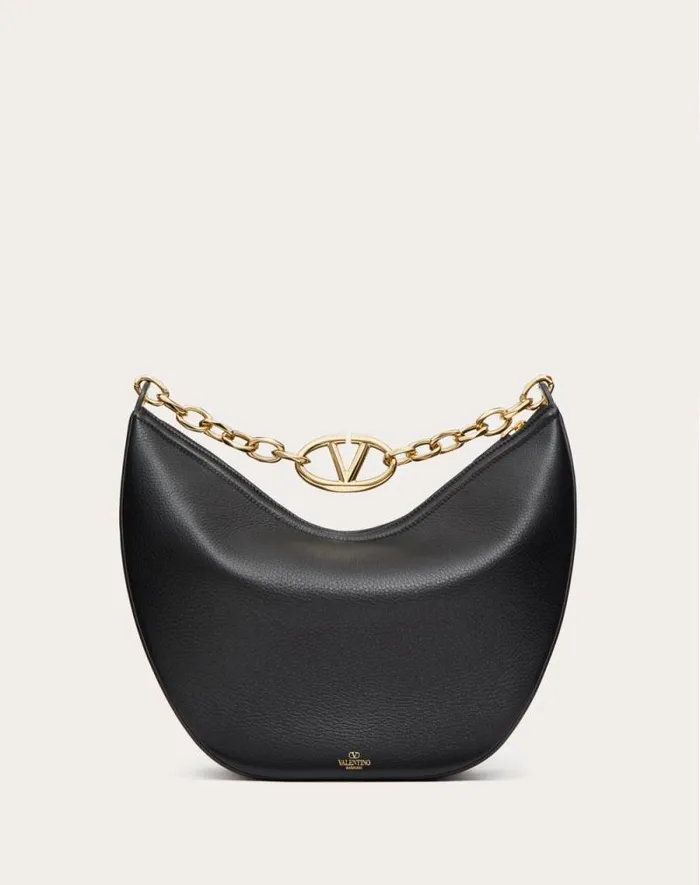 Valentino Shoulder Bags Woman Vlogo Moon Medium Grainy Calfskin Hobo Bag With Chain For Woman In Clay Clay Valentino Shoulder Bags Woman Vlogo Moon Medium Grainy Calfskin Hobo Bag With Chain For Woman In Clay Clay
