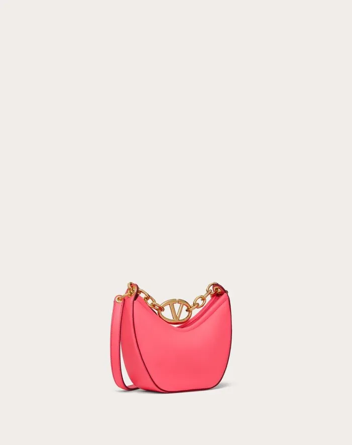 Valentino Shoulder Bags Woman Vlogo Moon Mini Hobo Bag In Nappa Leather With Chain For Woman In Camellia Camellia Valentino Shoulder Bags Woman Vlogo Moon Mini Hobo Bag In Nappa Leather With Chain For Woman In Camellia Camellia