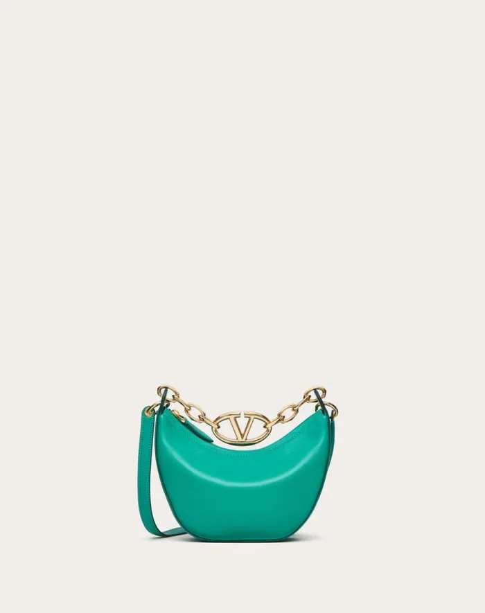 Valentino Shoulder Bags Woman Vlogo Moon Mini Hobo Bag In Nappa Leather With Chain For Woman In Camellia Camellia Valentino Shoulder Bags Woman Vlogo Moon Mini Hobo Bag In Nappa Leather With Chain For Woman In Camellia Camellia