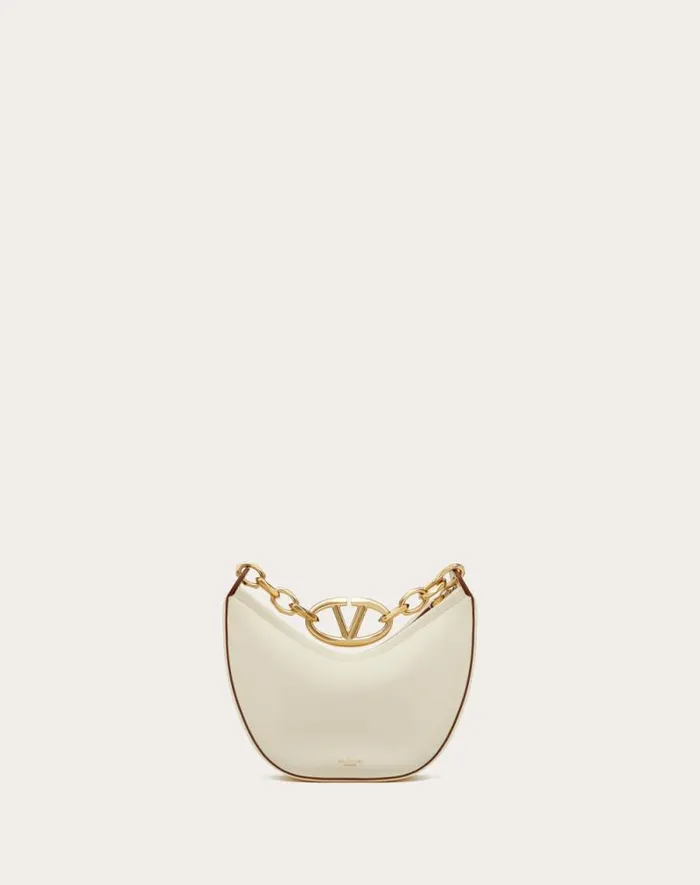 Valentino Shoulder Bags Woman Vlogo Moon Mini Hobo Bag In Nappa Leather With Chain For Woman In Camellia Camellia Valentino Shoulder Bags Woman Vlogo Moon Mini Hobo Bag In Nappa Leather With Chain For Woman In Camellia Camellia