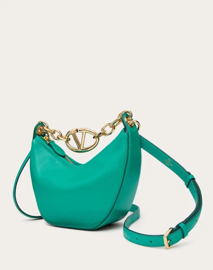 Valentino Shoulder Bags Woman Vlogo Moon Mini Hobo Bag In Nappa Leather With Chain For Woman In Camellia Camellia Valentino Shoulder Bags Woman Vlogo Moon Mini Hobo Bag In Nappa Leather With Chain For Woman In Camellia Camellia