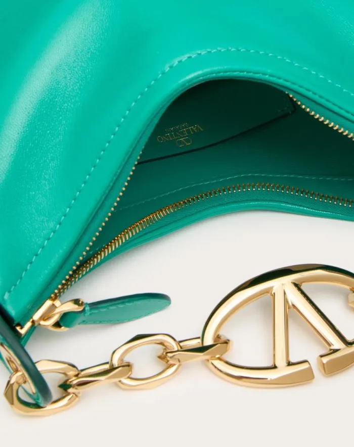 Valentino Shoulder Bags Woman Vlogo Moon Mini Hobo Bag In Nappa Leather With Chain For Woman In Camellia Camellia Valentino Shoulder Bags Woman Vlogo Moon Mini Hobo Bag In Nappa Leather With Chain For Woman In Camellia Camellia