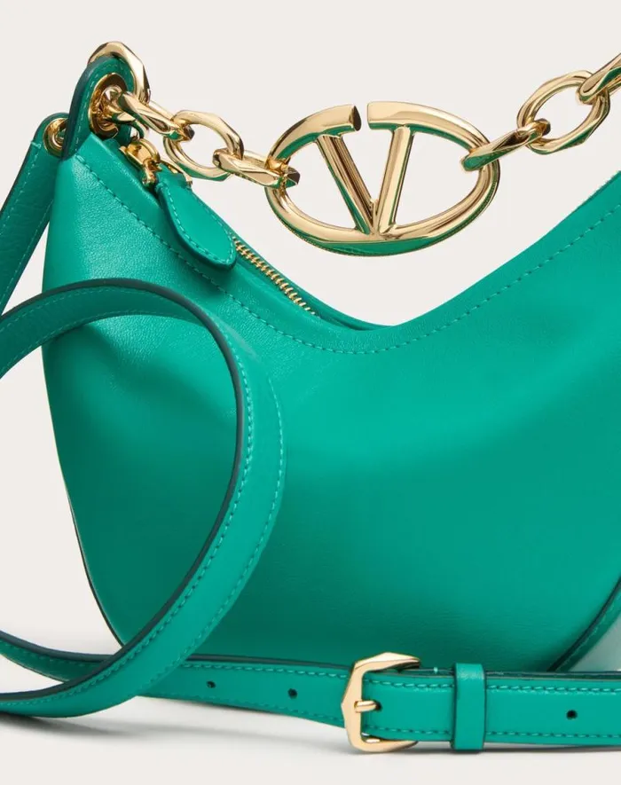 Valentino Shoulder Bags Woman Vlogo Moon Mini Hobo Bag In Nappa Leather With Chain For Woman In Camellia Camellia Valentino Shoulder Bags Woman Vlogo Moon Mini Hobo Bag In Nappa Leather With Chain For Woman In Camellia Camellia