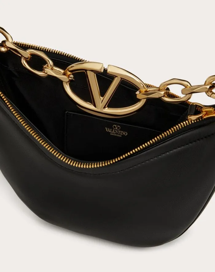 Valentino Shoulder Bags Woman Vlogo Moon Mini Hobo Bag In Nappa Leather With Chain For Woman In Camellia Camellia Valentino Shoulder Bags Woman Vlogo Moon Mini Hobo Bag In Nappa Leather With Chain For Woman In Camellia Camellia