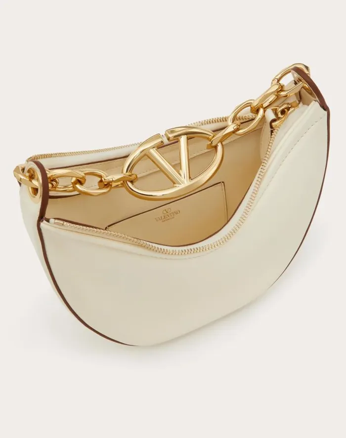 Valentino Shoulder Bags Woman Vlogo Moon Mini Hobo Bag In Nappa Leather With Chain For Woman In Camellia Camellia Valentino Shoulder Bags Woman Vlogo Moon Mini Hobo Bag In Nappa Leather With Chain For Woman In Camellia Camellia