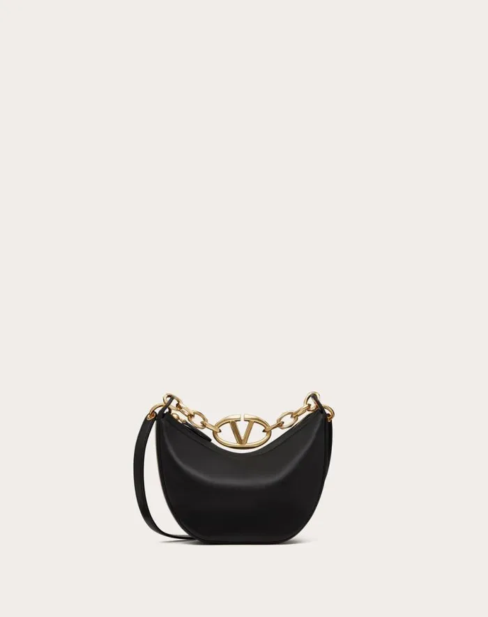 Valentino Shoulder Bags Woman Vlogo Moon Mini Hobo Bag In Nappa Leather With Chain For Woman In Camellia Camellia Valentino Shoulder Bags Woman Vlogo Moon Mini Hobo Bag In Nappa Leather With Chain For Woman In Camellia Camellia