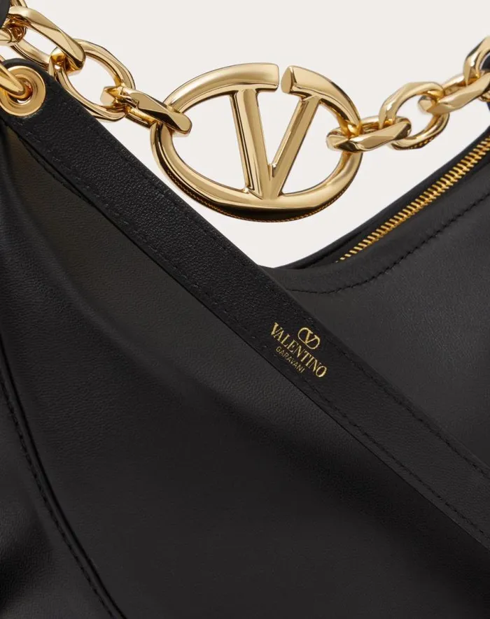 Valentino Shoulder Bags Woman Vlogo Moon Mini Hobo Bag In Nappa Leather With Chain For Woman In Camellia Camellia Valentino Shoulder Bags Woman Vlogo Moon Mini Hobo Bag In Nappa Leather With Chain For Woman In Camellia Camellia