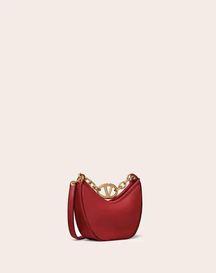 Valentino Shoulder Bags Woman Vlogo Moon Mini Hobo Bag In Nappa Leather With Chain For Woman In Camellia Camellia Valentino Shoulder Bags Woman Vlogo Moon Mini Hobo Bag In Nappa Leather With Chain For Woman In Camellia Camellia