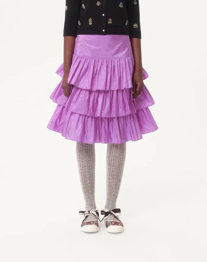 Valentino Skirts Woman Ruffled Taffeta Skirt For Woman In Amethyst Amethyst Valentino Skirts Woman Ruffled Taffeta Skirt For Woman In Amethyst Amethyst