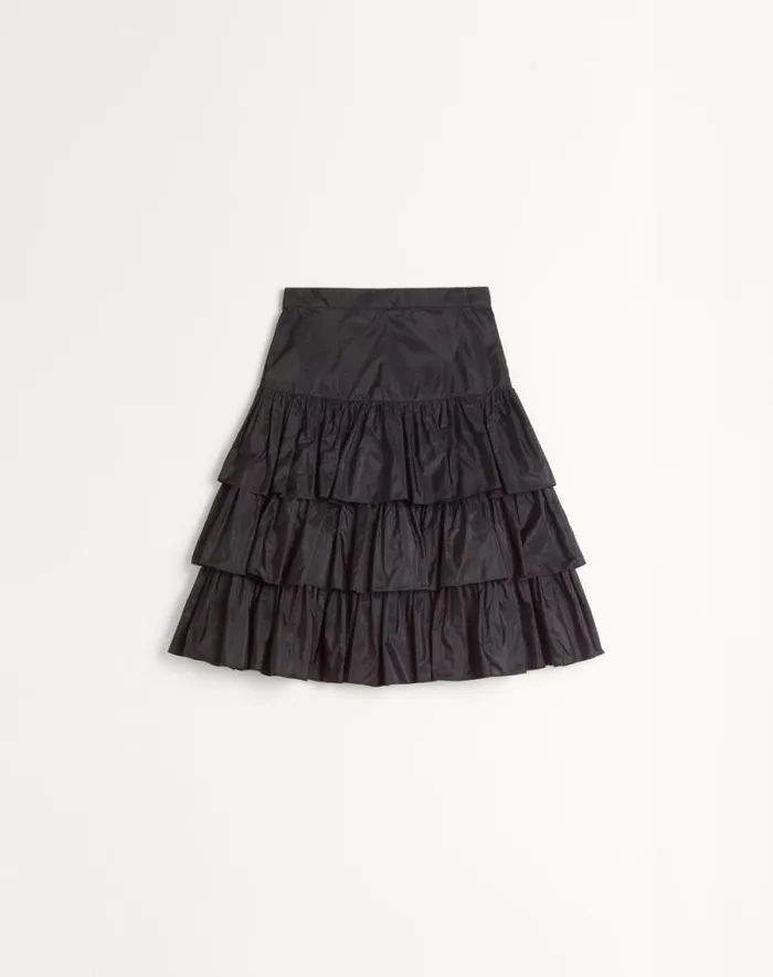 Valentino Skirts Woman Ruffled Taffeta Skirt For Woman In Black Black