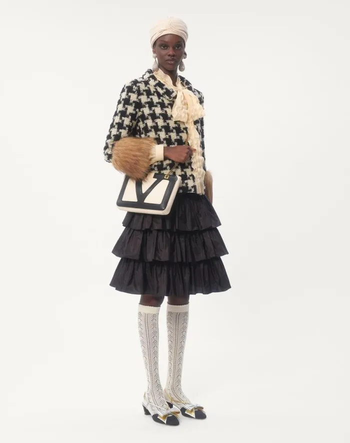 Valentino Skirts Woman Ruffled Taffeta Skirt For Woman In Black Black Valentino Skirts Woman Ruffled Taffeta Skirt For Woman In Black Black