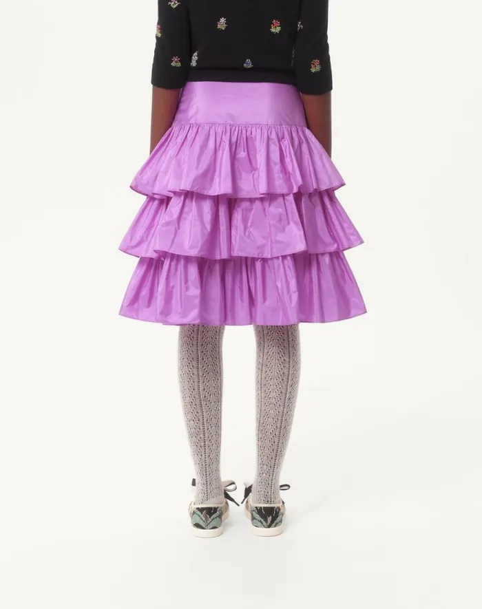Valentino Skirts Woman Ruffled Taffeta Skirt For Woman In Black Black Valentino Skirts Woman Ruffled Taffeta Skirt For Woman In Black Black