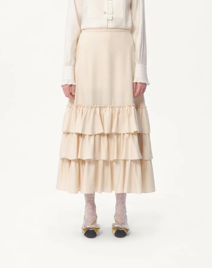 Valentino Skirts Woman Shantung Skirt For Woman In Cream Cream Valentino Skirts Woman Shantung Skirt For Woman In Cream Cream