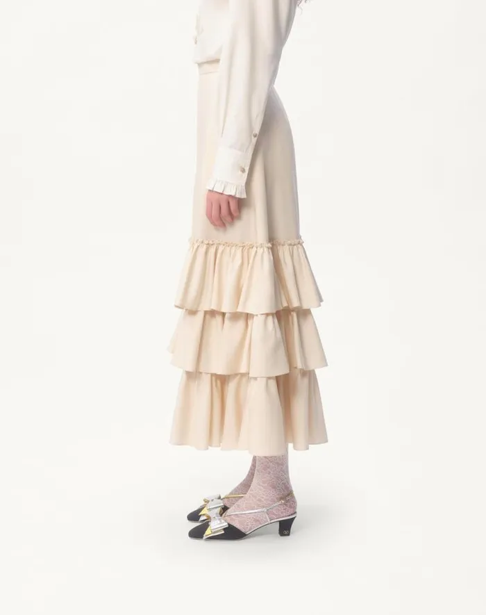 Valentino Skirts Woman Shantung Skirt For Woman In Cream Cream Valentino Skirts Woman Shantung Skirt For Woman In Cream Cream