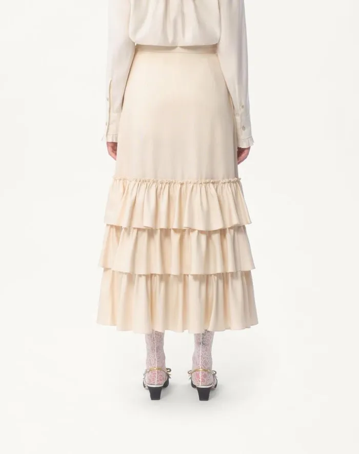 Valentino Skirts Woman Shantung Skirt For Woman In Cream Cream Valentino Skirts Woman Shantung Skirt For Woman In Cream Cream