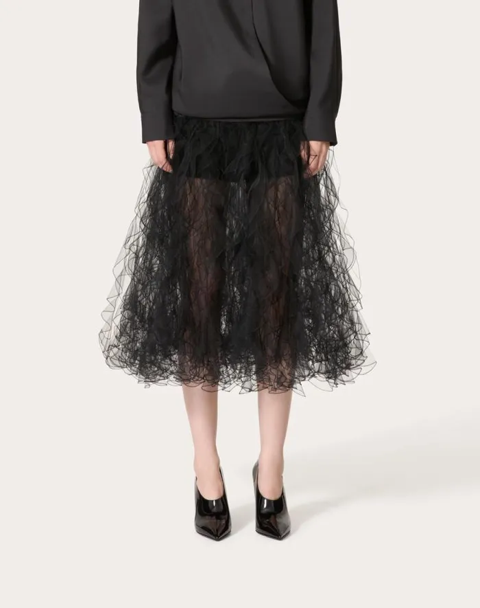 Valentino Skirts Woman Tulle Illusione Skirt For Woman In Black Black Valentino Skirts Woman Tulle Illusione Skirt For Woman In Black Black