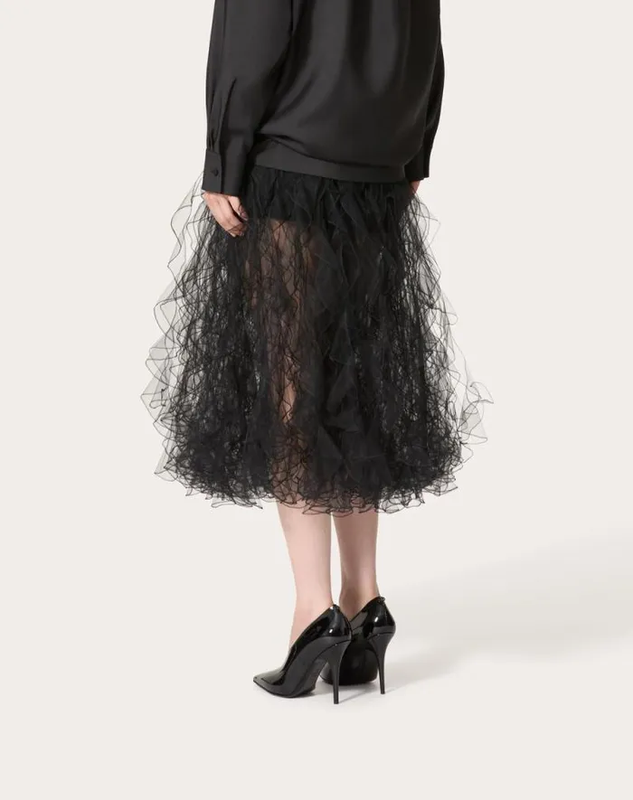 Valentino Skirts Woman Tulle Illusione Skirt For Woman In Black Black Valentino Skirts Woman Tulle Illusione Skirt For Woman In Black Black