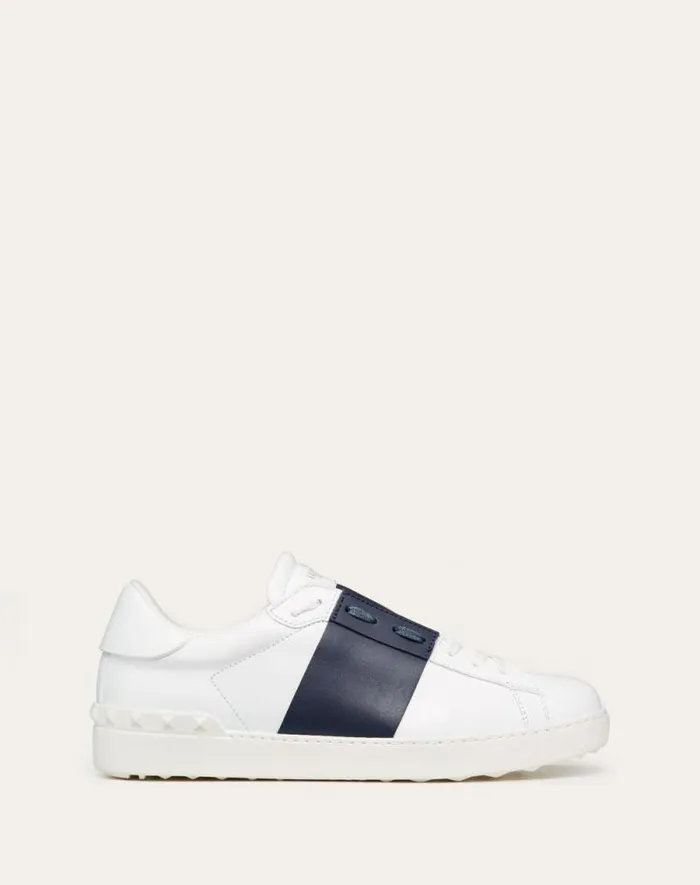 Valentino Sneakers Man Calfskin Open Sneaker For Man In Whitemarine Whitemarine Valentino Sneakers Man Calfskin Open Sneaker For Man In Whitemarine Whitemarine