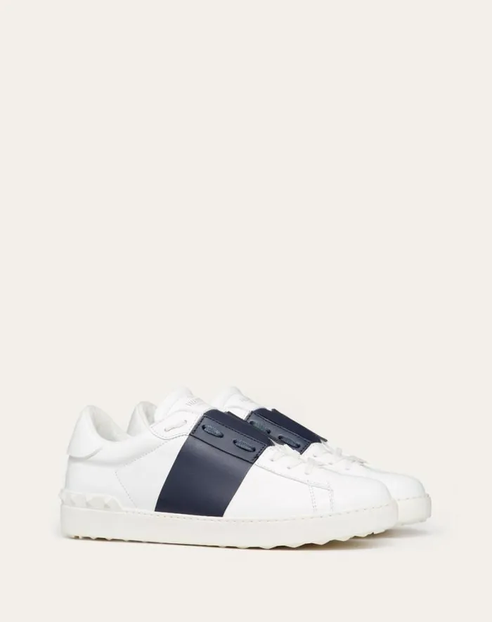 Valentino Sneakers Man Calfskin Open Sneaker For Man In Whitemarine Whitemarine Valentino Sneakers Man Calfskin Open Sneaker For Man In Whitemarine Whitemarine