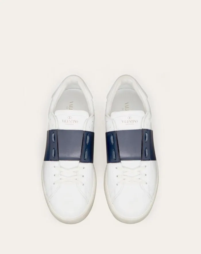 Valentino Sneakers Man Calfskin Open Sneaker For Man In Whitemarine Whitemarine Valentino Sneakers Man Calfskin Open Sneaker For Man In Whitemarine Whitemarine
