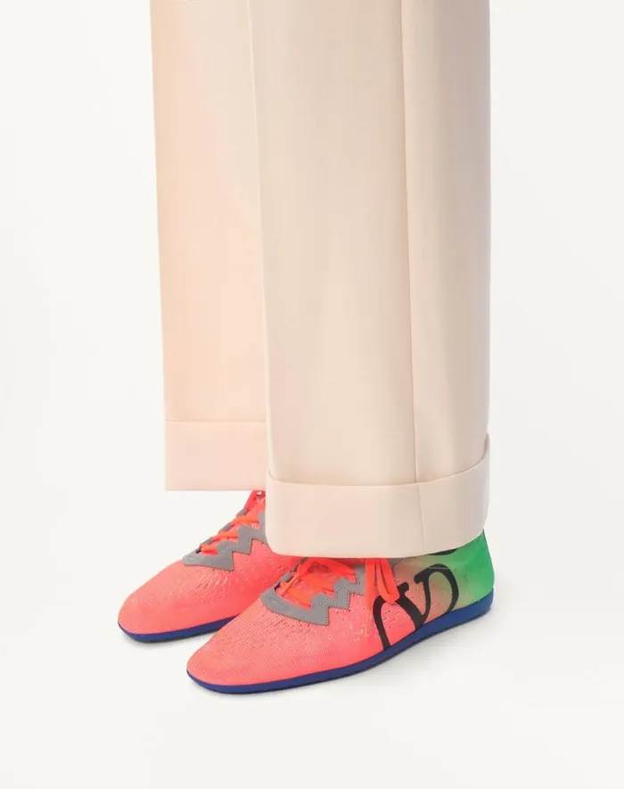 Valentino Sneakers Man Chromathon Sneaker In Technical Fabric For Man In Neon Coralfluorescent Greenblackgrey Neon Coralfluorescent Greenblackgrey Valentino Sneakers Man Chromathon Sneaker In Technical Fabric For Man In Neon Coralfluorescent Greenblackgrey Neon Coralfluorescent Greenblackgrey