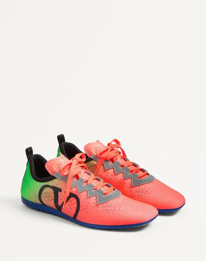 Valentino Sneakers Man Chromathon Sneaker In Technical Fabric For Man In Neon Coralfluorescent Greenblackgrey Neon Coralfluorescent Greenblackgrey Valentino Sneakers Man Chromathon Sneaker In Technical Fabric For Man In Neon Coralfluorescent Greenblackgrey Neon Coralfluorescent Greenblackgrey
