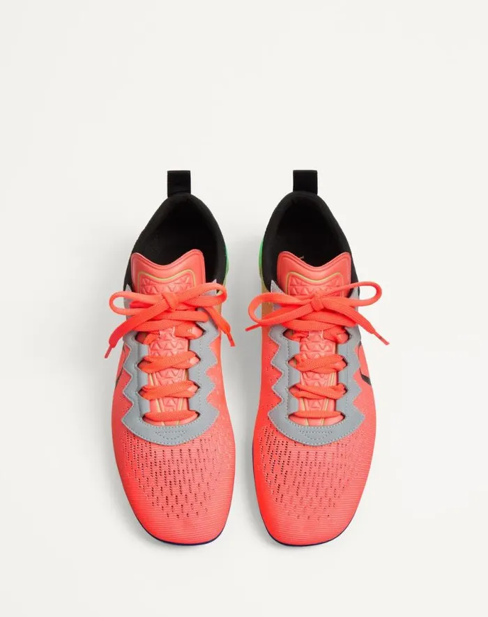Valentino Sneakers Man Chromathon Sneaker In Technical Fabric For Man In Neon Coralfluorescent Greenblackgrey Neon Coralfluorescent Greenblackgrey Valentino Sneakers Man Chromathon Sneaker In Technical Fabric For Man In Neon Coralfluorescent Greenblackgrey Neon Coralfluorescent Greenblackgrey