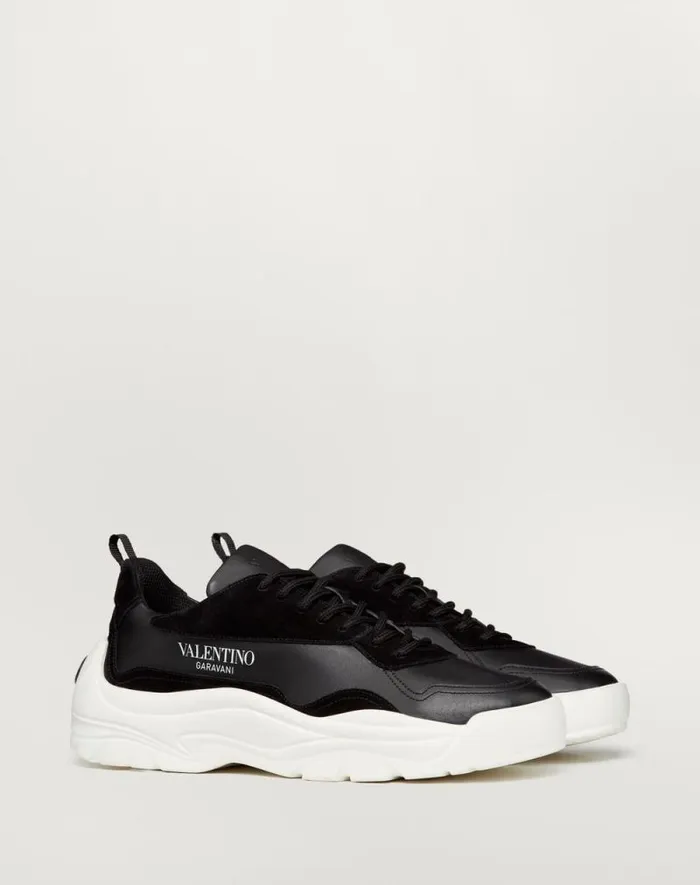 Valentino Sneakers Man Gumboy Calfskin Sneaker For Man In Black Black Valentino Sneakers Man Gumboy Calfskin Sneaker For Man In Black Black